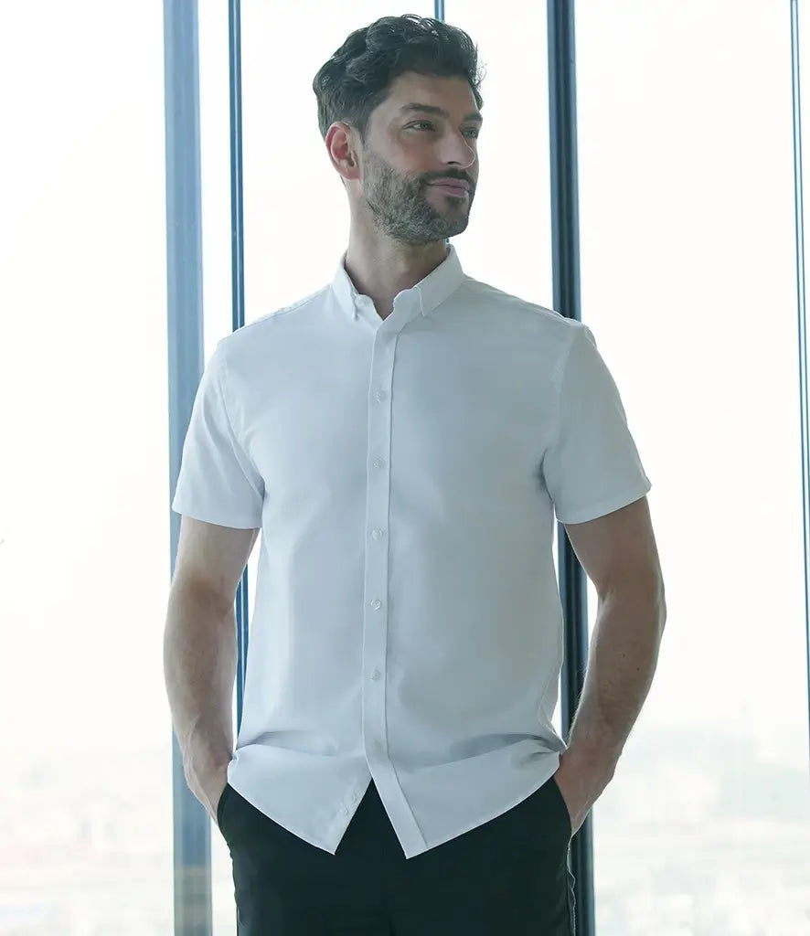 Henbury Modern Short Sleeve Oxford Shirt