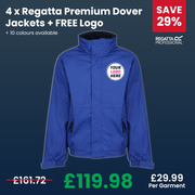 4 x Regatta Premium Dover Jackets + FREE Logo
