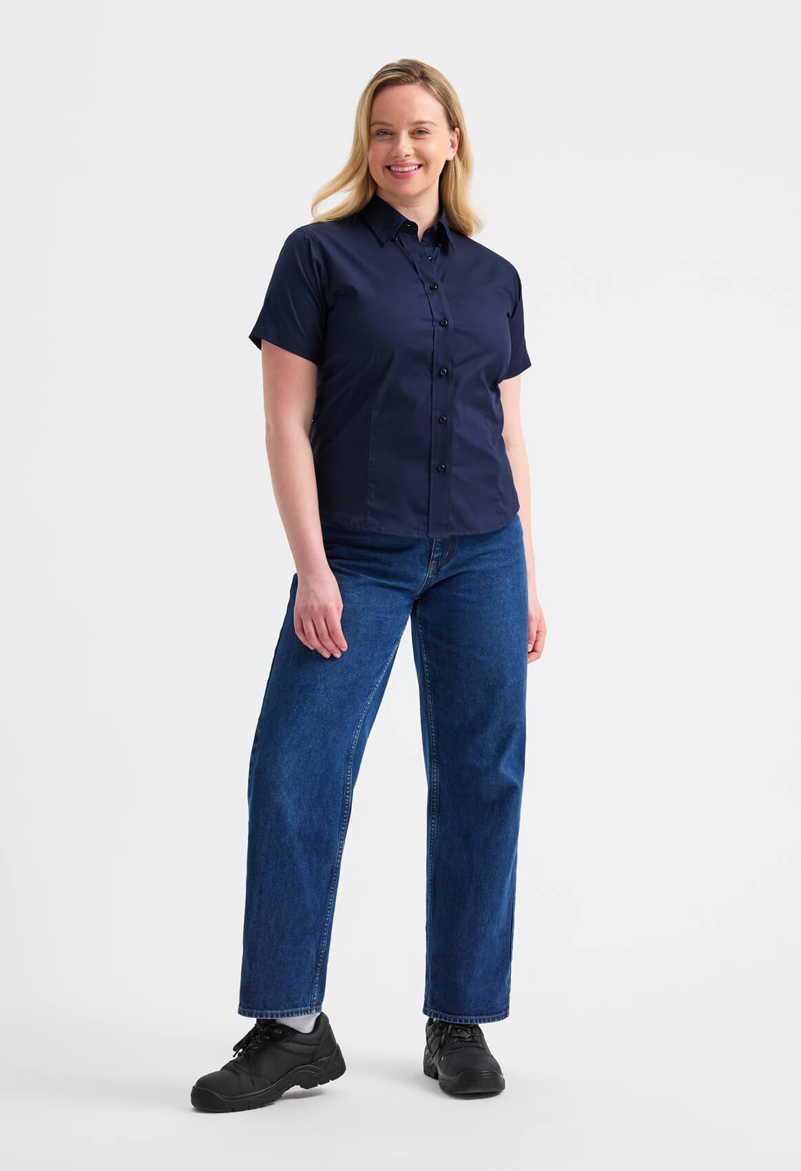 Uneek Ladies Pinpoint Oxford Short Sleeved Blouse